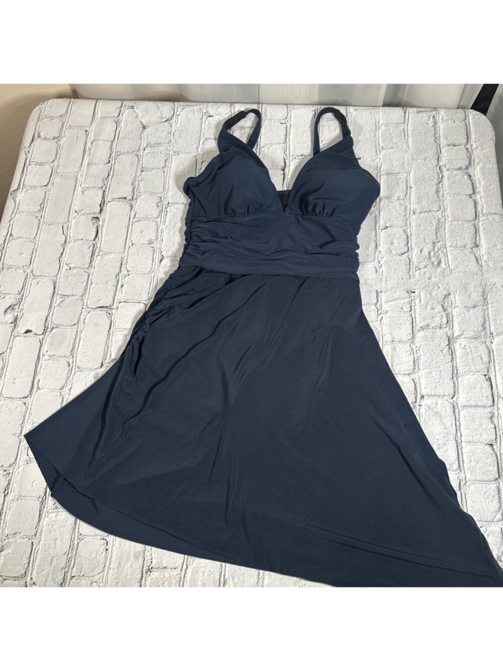 Magicsuit Celine One Piece Women's Swimsuit Navy Blue Size 8 Sarong Swimdress